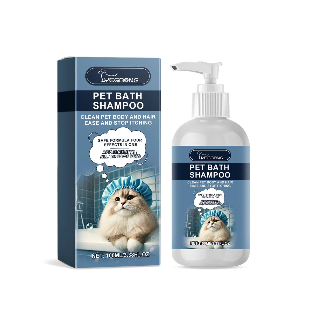100ml bottle of mild cat and dog shampoo with coconut oil, milk and citrus peel extract