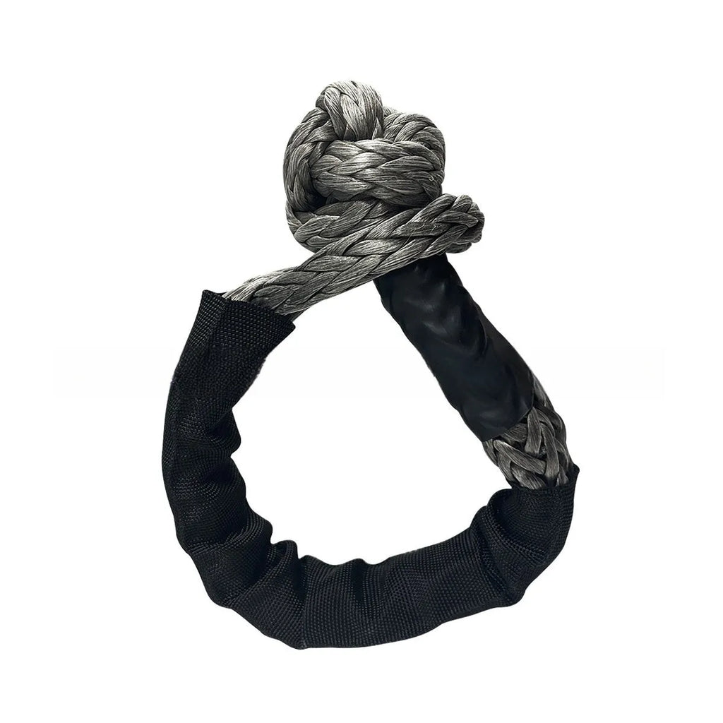 Polymer soft shackle trailer rope in multiple colours with storage bag for vehicle recovery