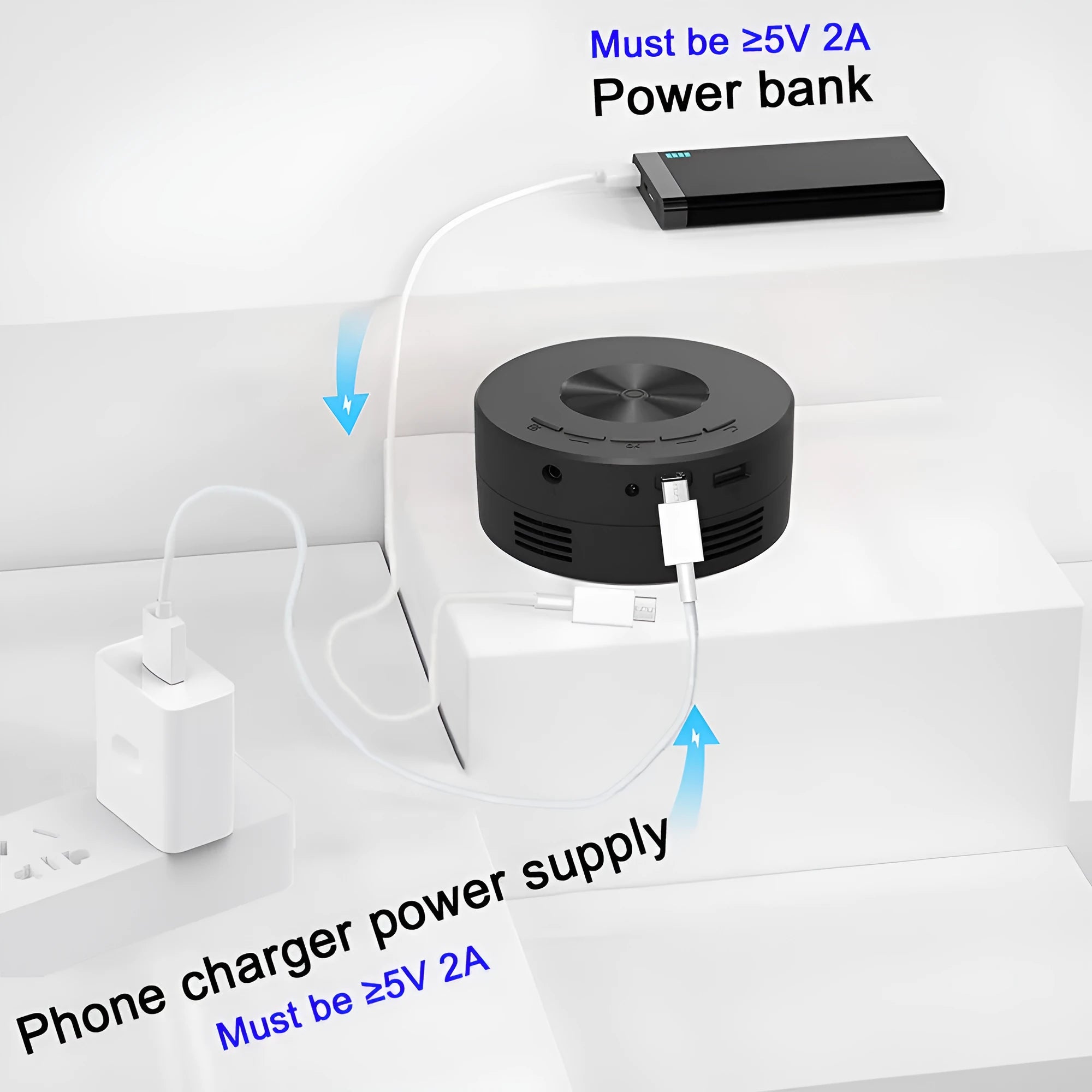 Black portable mini phone projector for children with compact 110mm design