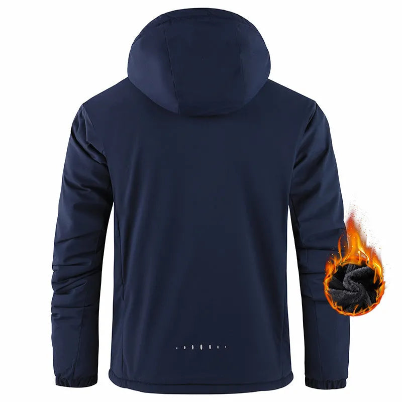 Autumn winter couple outdoor wind coat in dark blue, waterproof and windproof with extended sizes L to 9XL