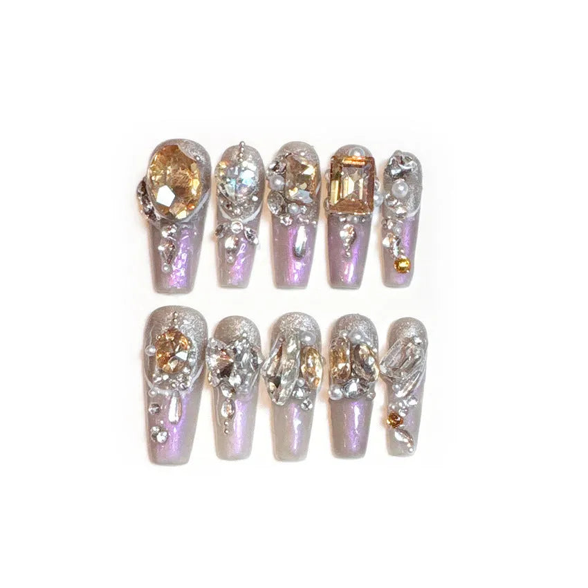 Flash style false nail patches with S sizing and two application methods in card packaging