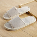 Couples indoor slippers solid colour anti-slip EVA sole open toe cloth cover beige