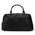 Retro genuine leather men's travel bag in black with large capacity, 50cm x 18cm x 28cm