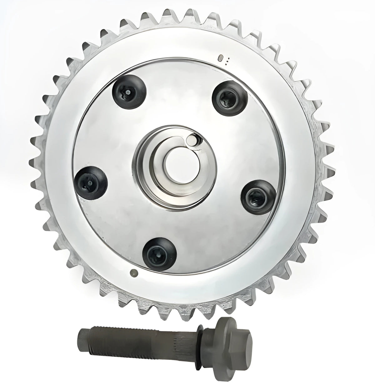 Automotive timing phase shifter 3L3Z6256DA in iron and aluminium, 16.5 x 16.5 x 8 cm, single phase adjuster.