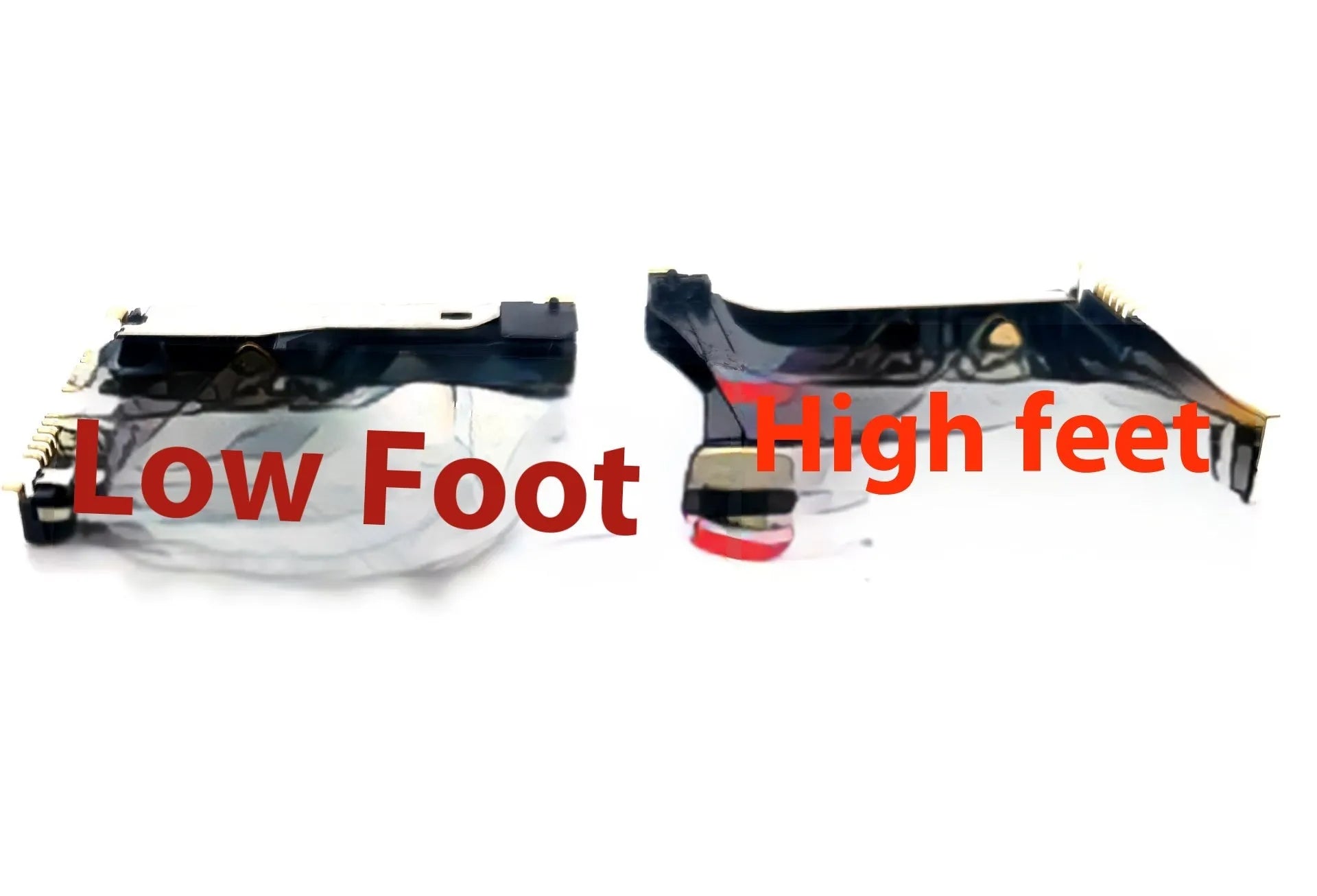 Alloy camera memory card slot accessory showing high foot and low foot mounting profile options