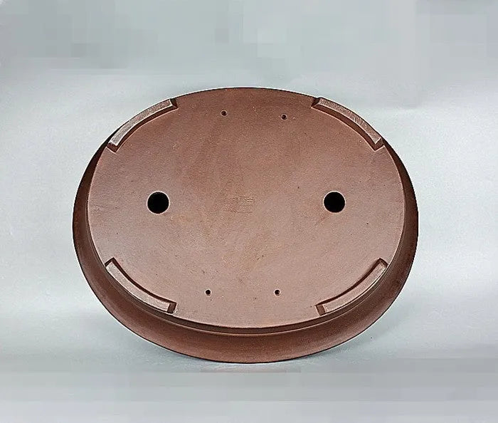 Handmade antique oval bonsai pot in Yixing purple mud, 66cm long, for pine and cypress