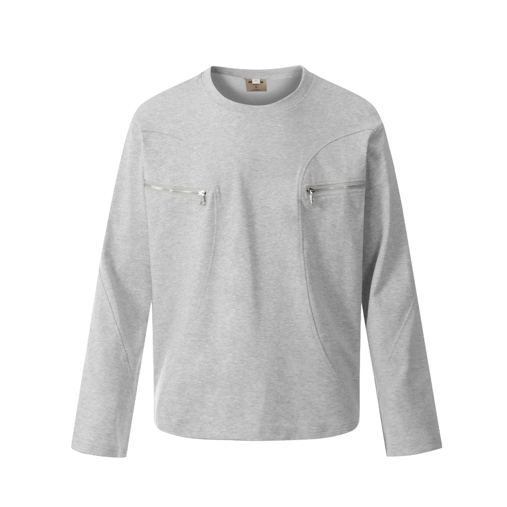 Men's retro style cotton pullover with long sleeves in loose fit design