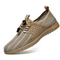 Men's black casual summer shoes with mesh uppers and elastic band closure