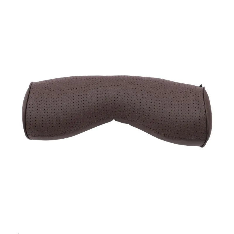 Volvo car headrest, neck pillow, and lumbar support cushion set in a minimalist design on a car seat