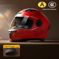 Full face motorcycle helmet with anti-fog double mirror, ABS shell, in black colour for commuting