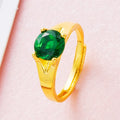 Adjustable Vietnam placer gold zircon ring for women in six colour options on a white background.
