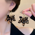 Large leopard print flower earrings in acetate, high-grade animal print and floral design women's jewellery