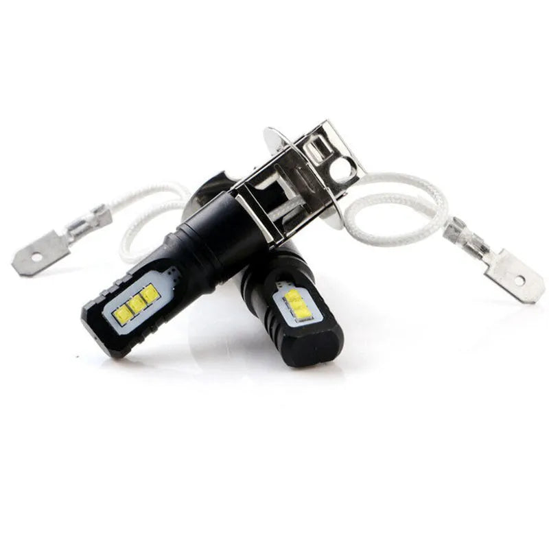 Aluminium alloy car fog light bulb with H1 H3 compatibility and 6500K white light output