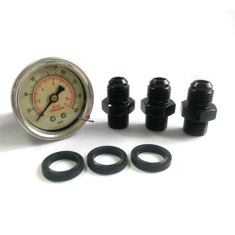 Black CNC aluminium fuel pressure regulator with adjustable 30-70psi range for universal vehicle applications