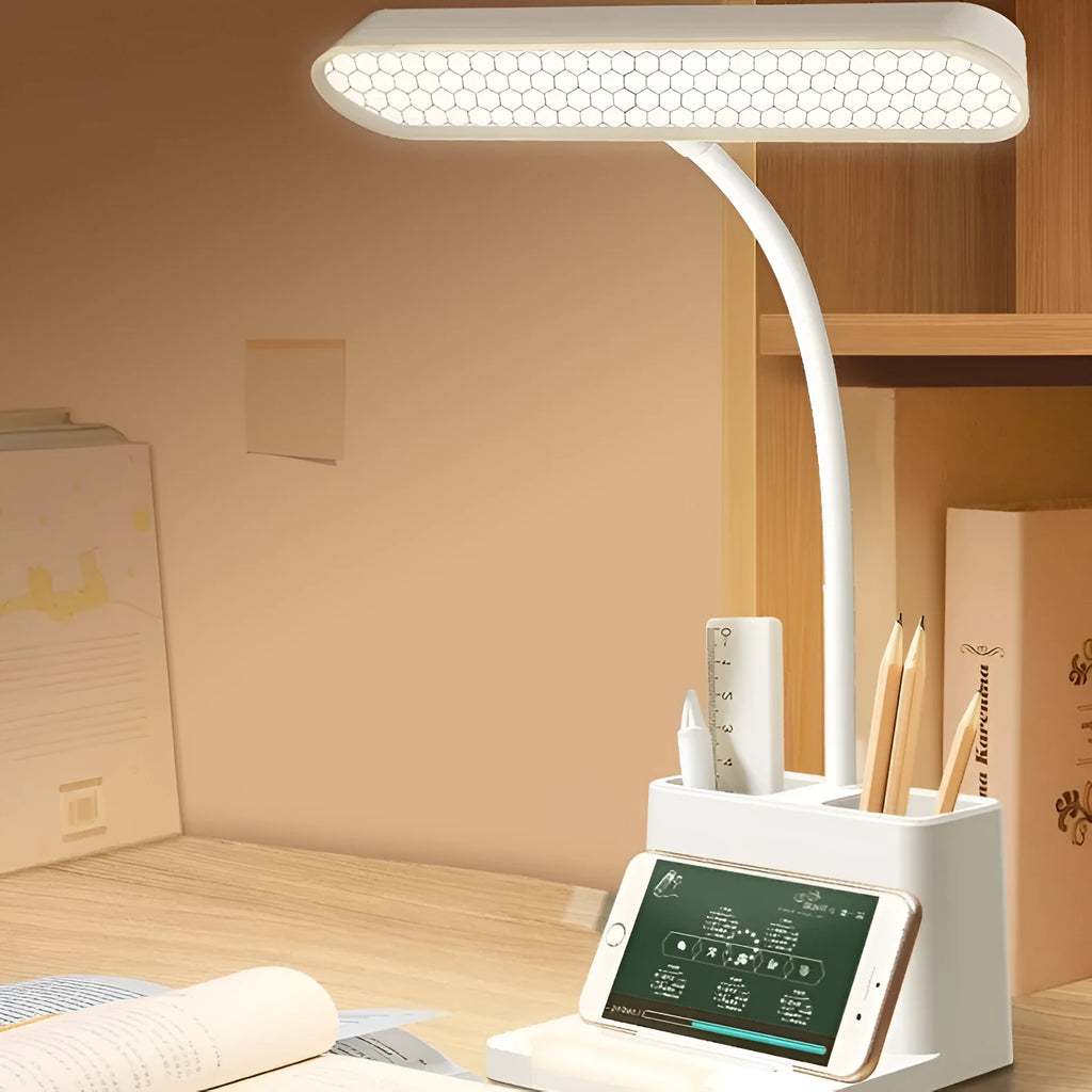 USB charging desk lamp with 26 LED beads, five-gear dimming, and Type-C interface in modern simple style