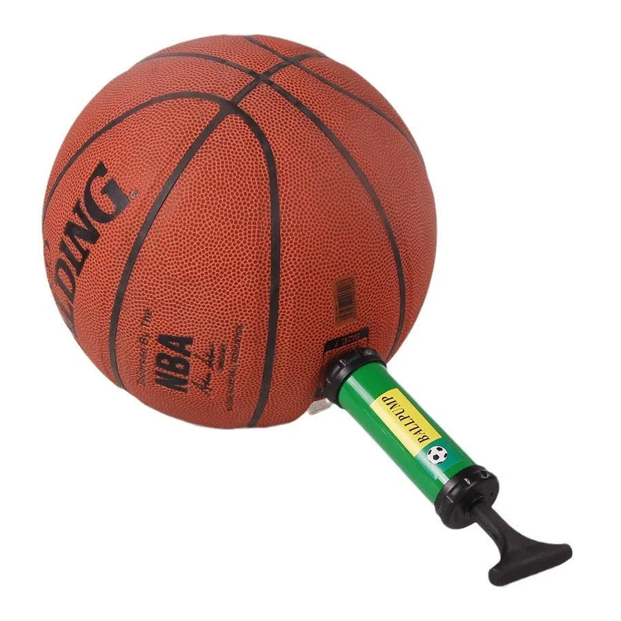 Manual plastic hand pump for sports balls and balloons, shown with adjustable length.