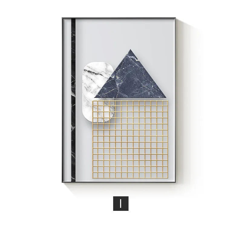 Abstract geometric pattern canvas wall art print in multiple size options