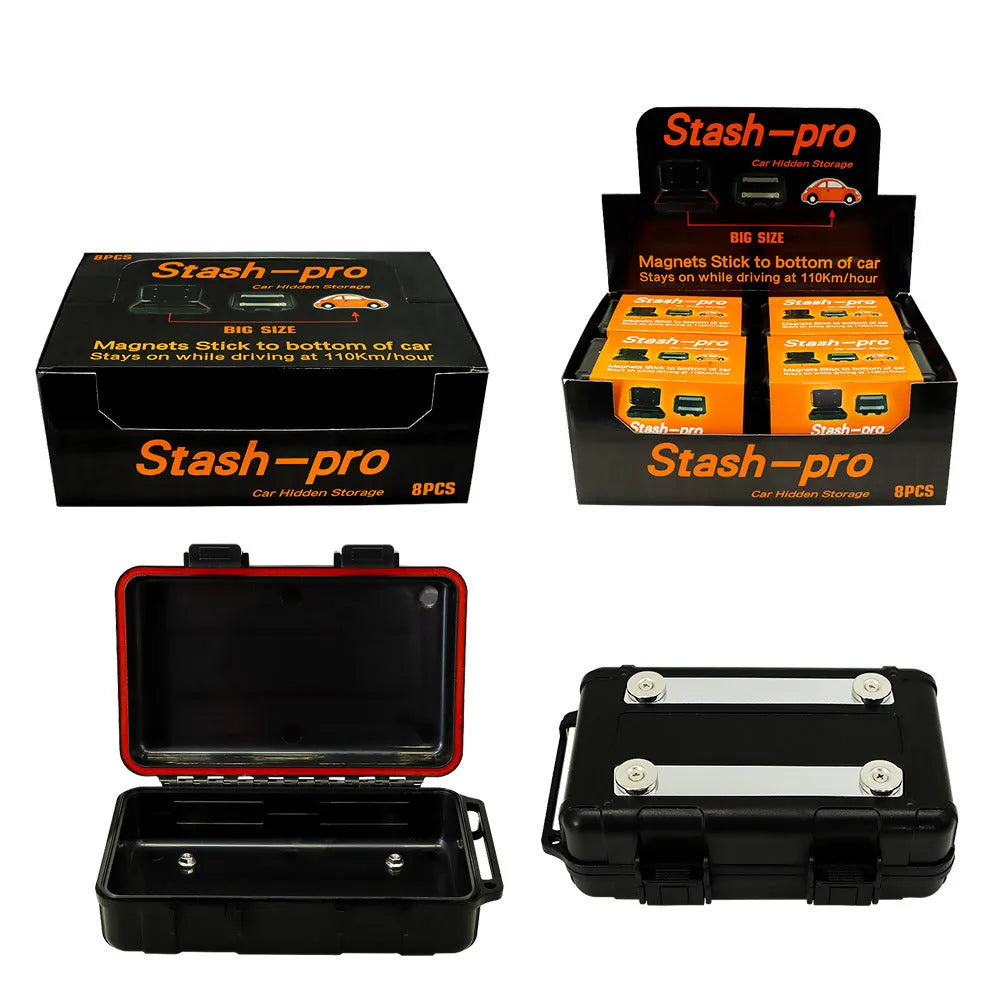 Black plastic car cigarette storage box with magnetic suction, 230 by 137 by 70 millimetres