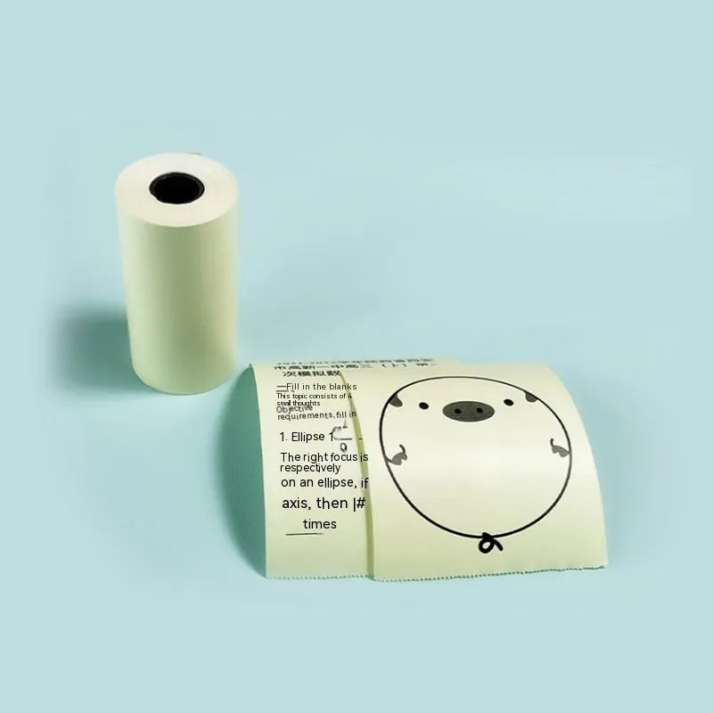 Three rolls of 57mm x 30m thermal printing paper in pink, yellow, and blue for student wrong question books