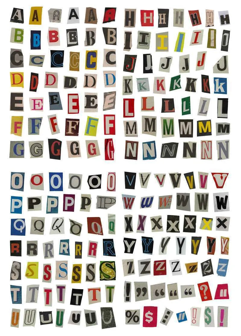 Pack of decorative stickers showing printed English alphabet letters and weekday words in a cute style for crafts.