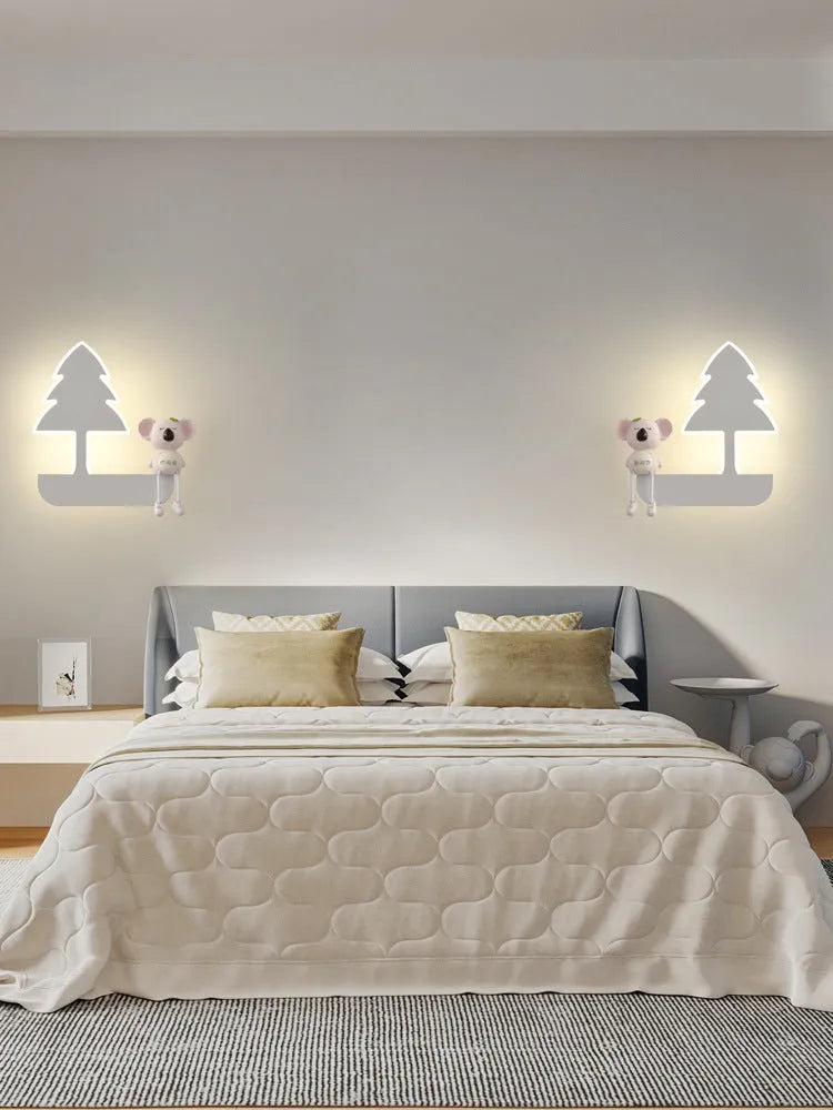 Children's bedroom cartoon wall lamp with iron shade in blue colour option, 400mm size, for bedside use