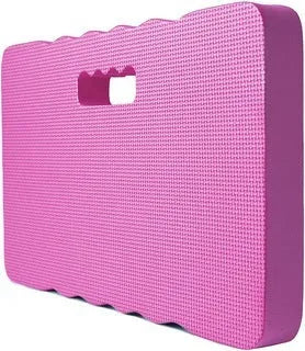 Blue EVA foam garden kneeler pad on grass, showing its 45cm length and 28cm width.