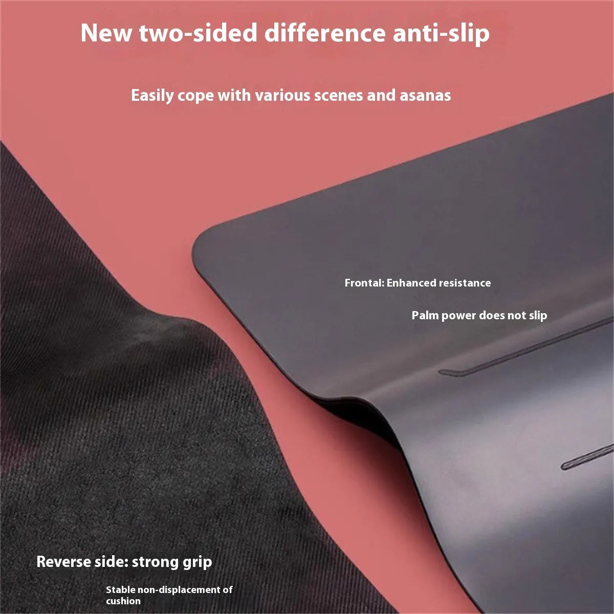 Grey natural rubber non-slip yoga mat, 5mm thick, 183x66cm, with suede or PU rubber surface