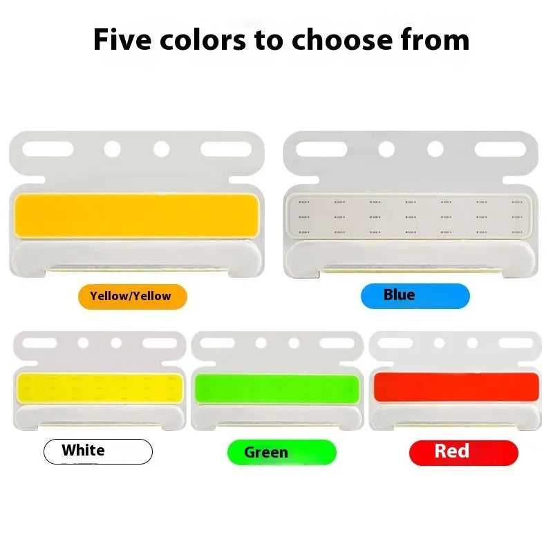 Waterproof aluminium COB LED light for truck side and ground tyre illumination in red, yellow, green, blue, or white.