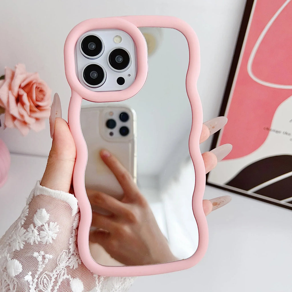 Silicone phone case with niche cloud wave pattern in mirror stereo finish for iPhone