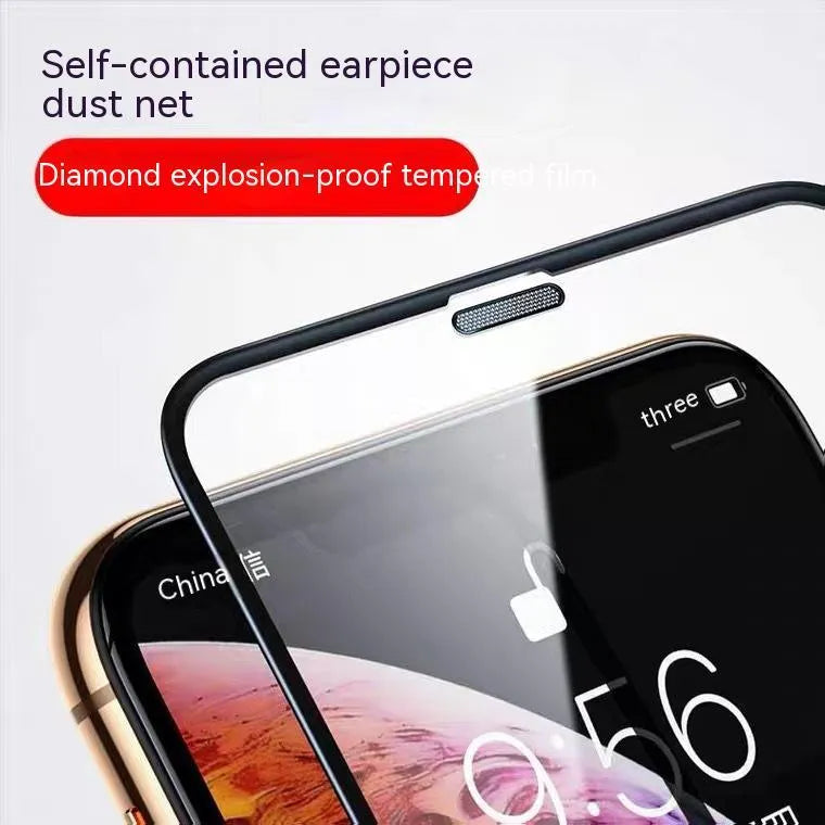 Full-cover tempered glass privacy screen protector for iPhone with dustproof net edge