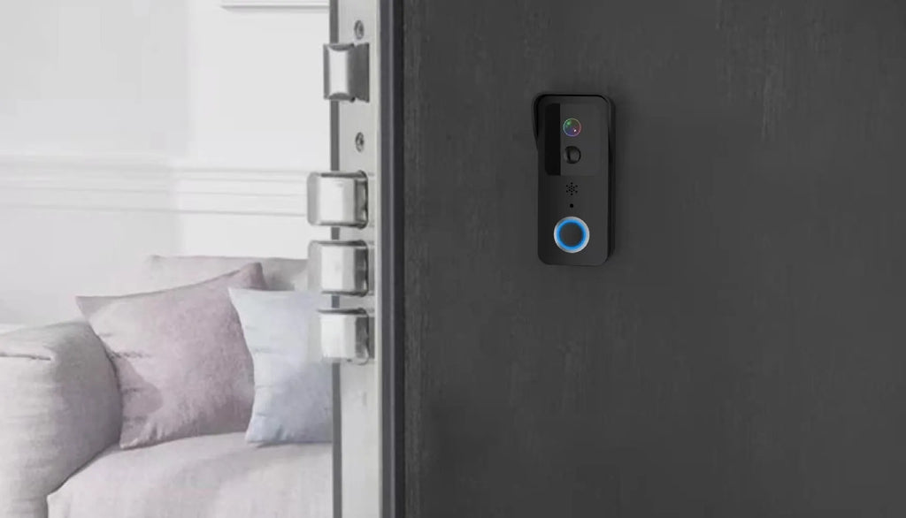 Black or white smart visual doorbell with waterproof intercom and HD camera.