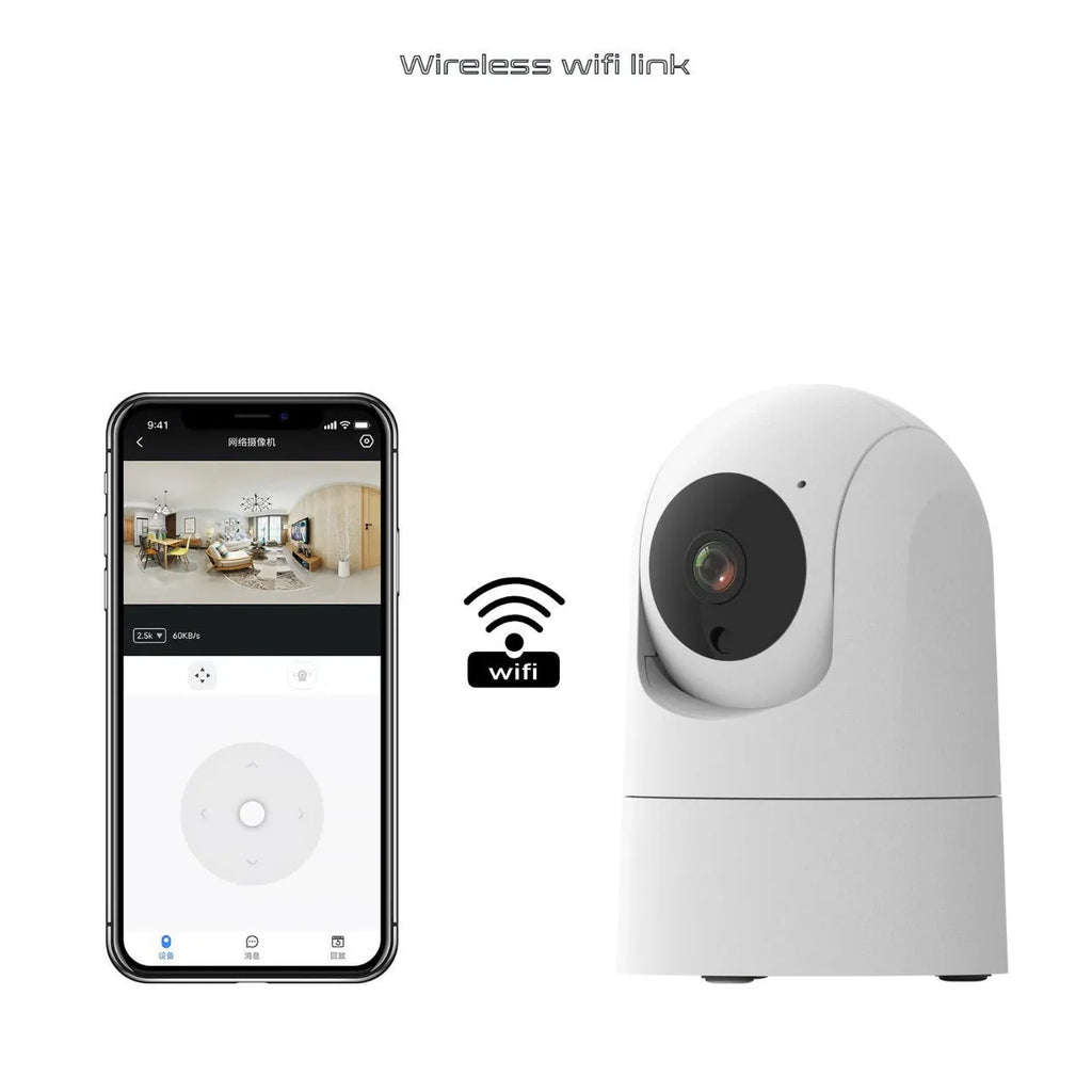 Indoor smart camera with 1080P resolution, WiFi, two-way voice, and 80 × 80 × 115 mm body