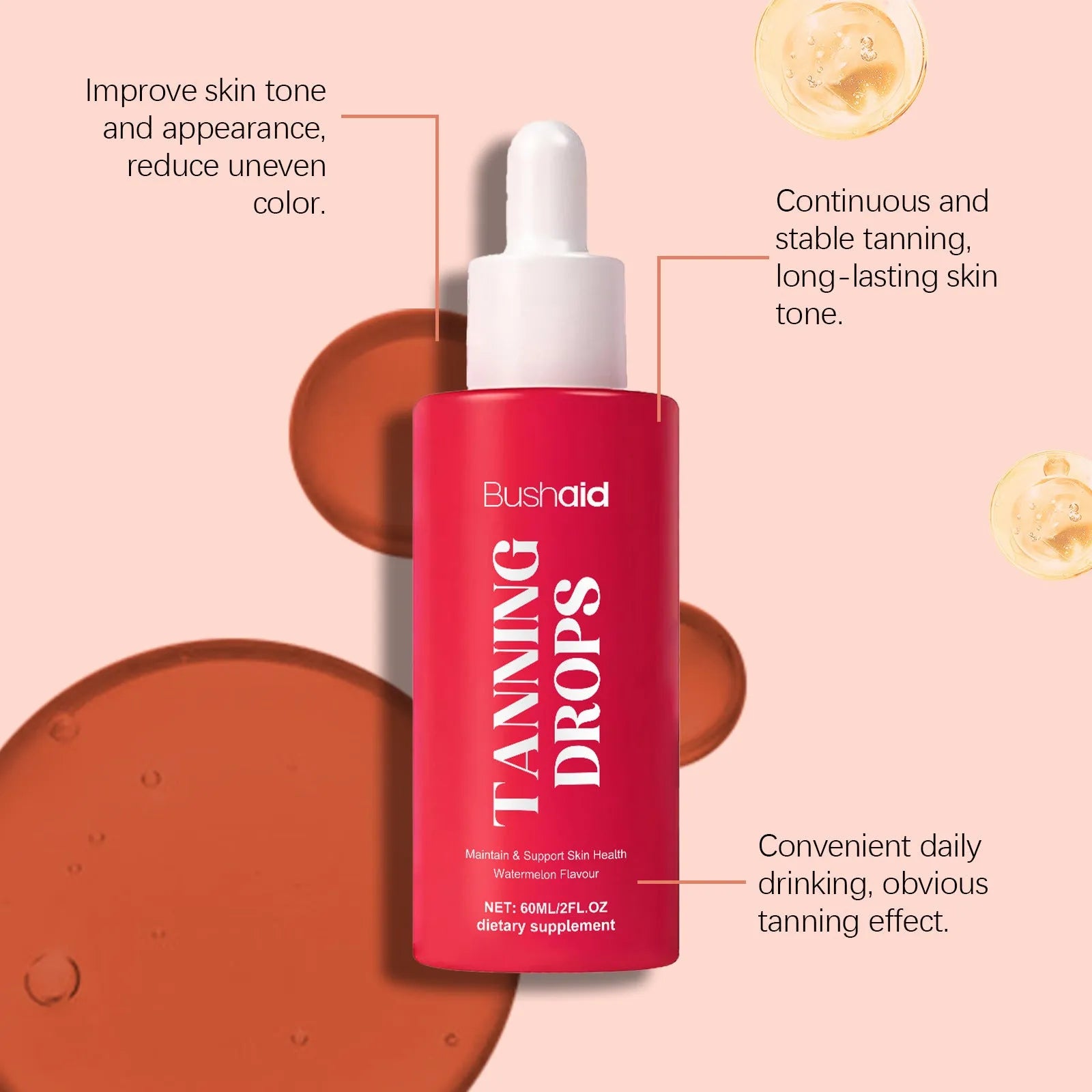 60ml dropper bottle of natural beauty serum with traditional Chinese medicine extract