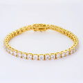 Full set moissanite S925 silver bracelet with square and hexagonal star motifs in platinum finish on a white background
