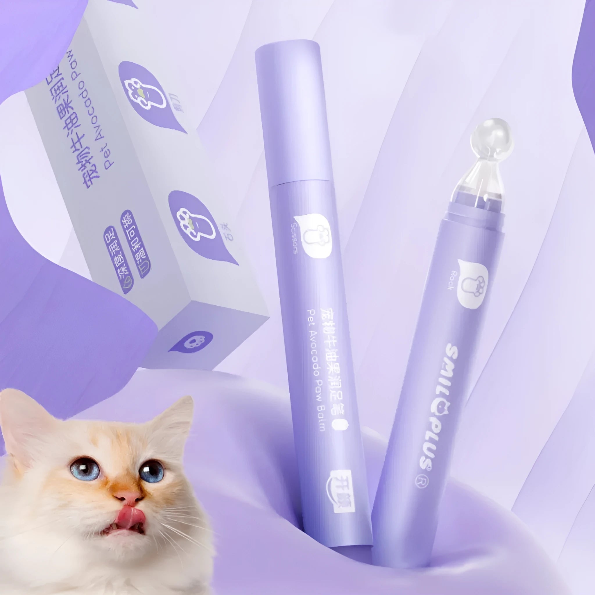 Portable 7.5g PET moisturising claw and foot care cream stick for dogs and cats with avocado oil and natural extracts