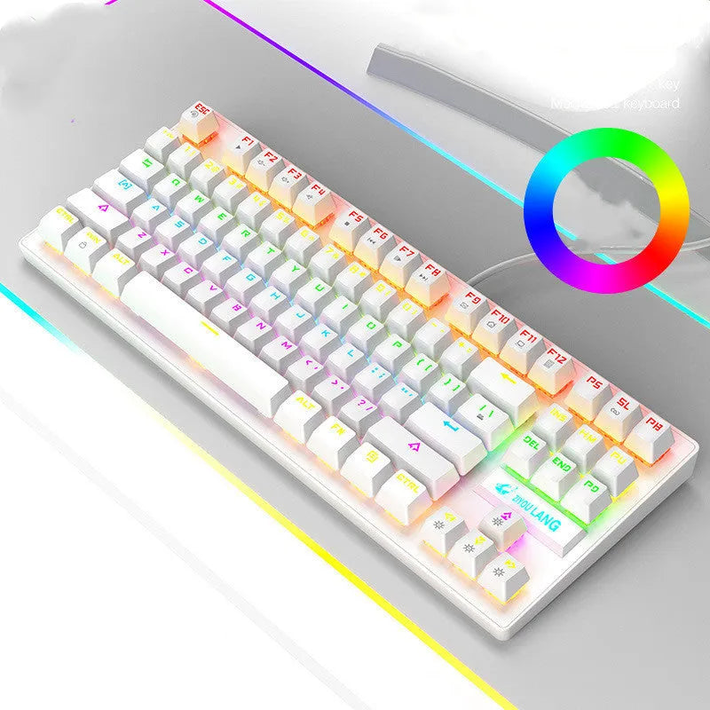 A compact mechanical gaming keyboard in a choice of colours on a desk