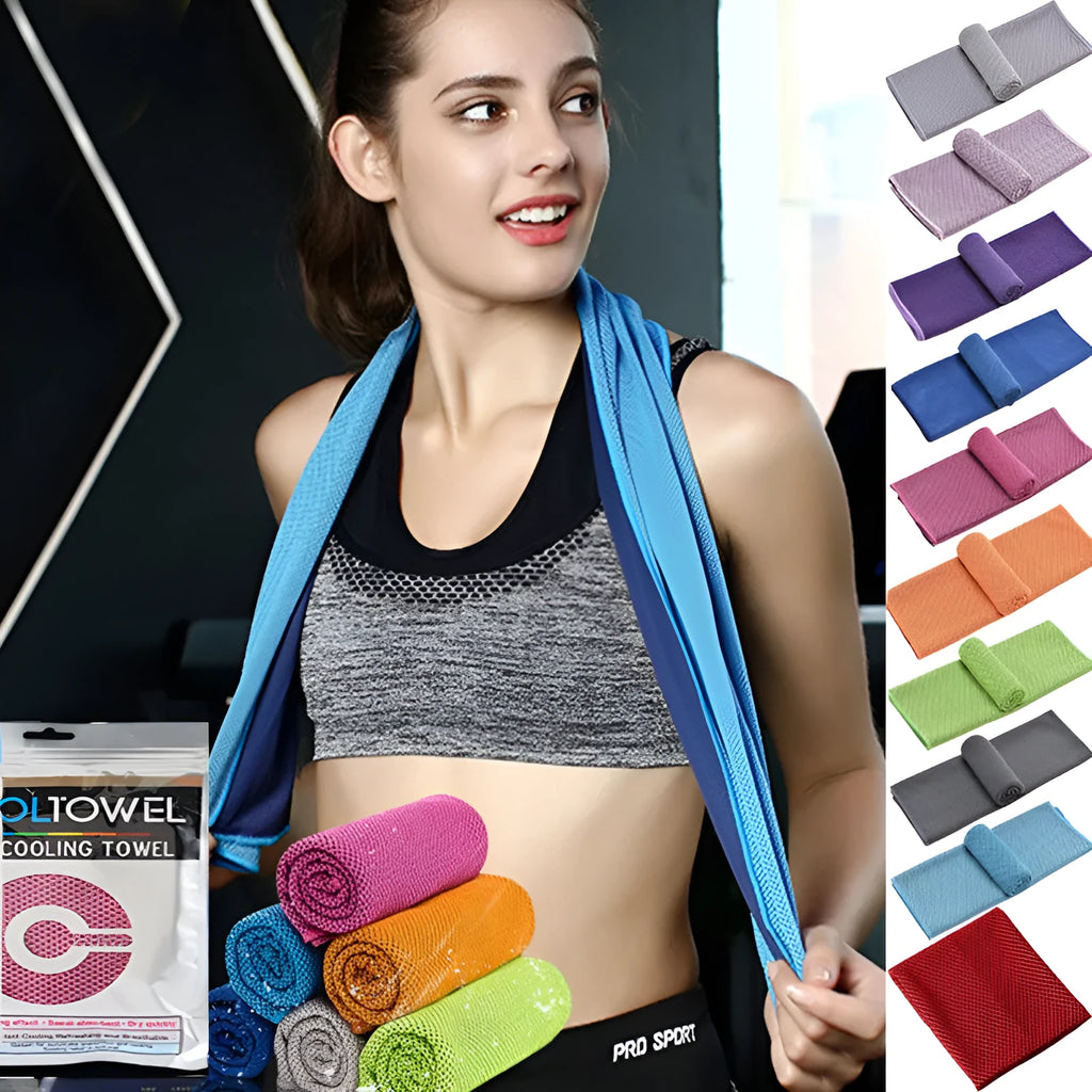 Blue sports quick-drying cooling towel 30x100cm for gym and outdoor use