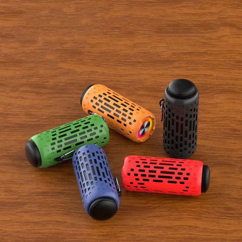 Outdoor small steel cannon wireless Bluetooth earphones in black with ABS build and USB charging