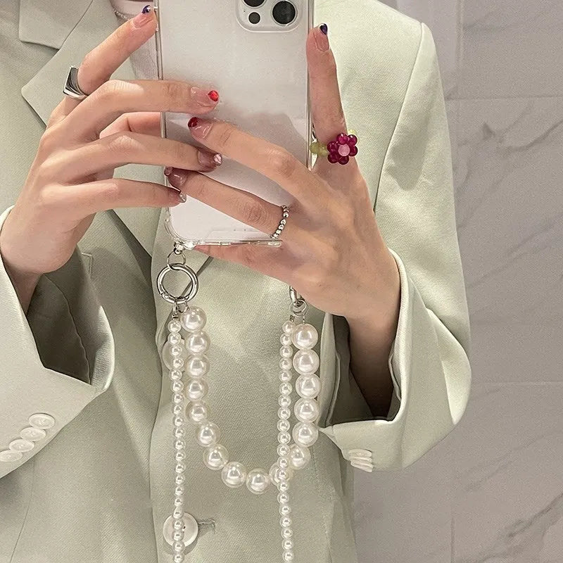 Big Pearl soft mobile phone case with decorative chain for Apple iPhone, shown in product colour.