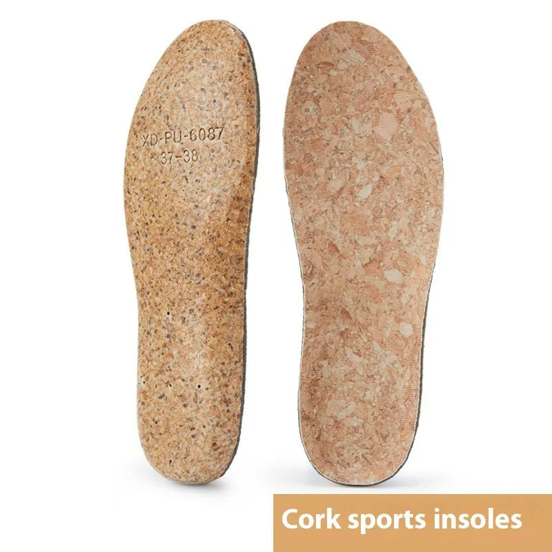 Flat foot insole with plain cloth, strong cotton and cork, breathable and sweat-absorbent, unisex sizes 35-46
