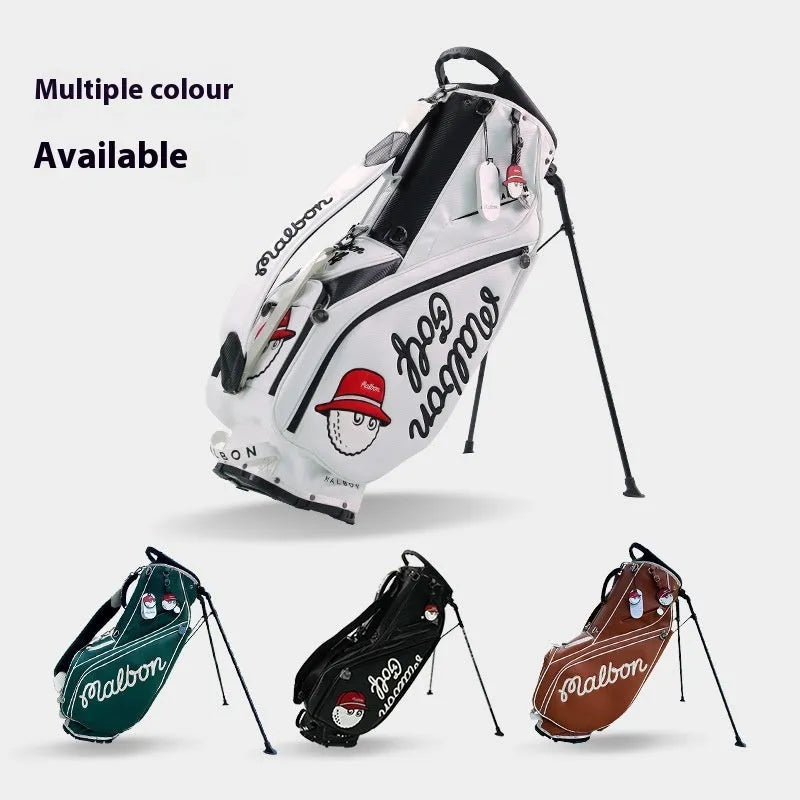 Waterproof leather golf bracket ball bag, 9 by 35 inches, in white, black, dark brown, or dark green