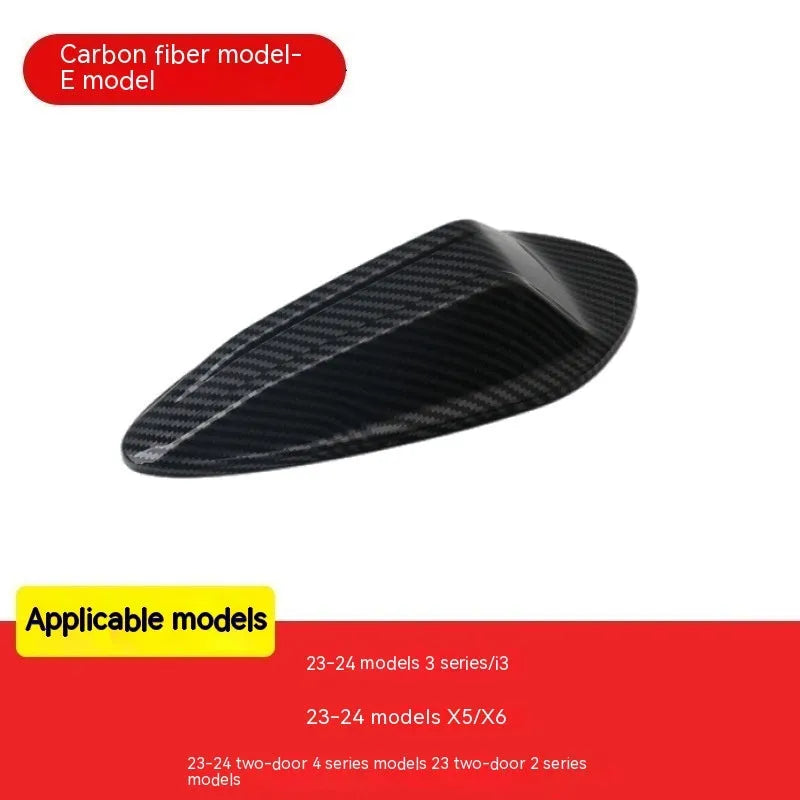 BMW shark fin antenna cover in carbon fibre pattern and piano black ABS plastic.