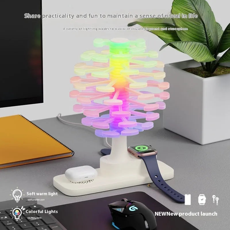 Geometric spiral tree LED table lamp with modern design in white colour option