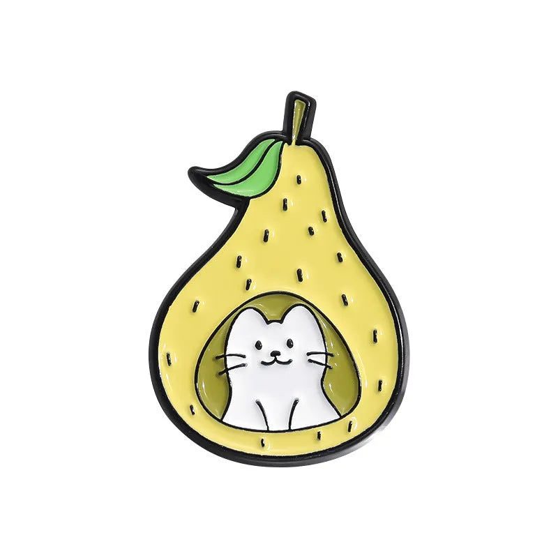 Colourful cartoon fruit zinc alloy brooch with pin back on denim jacket lapel