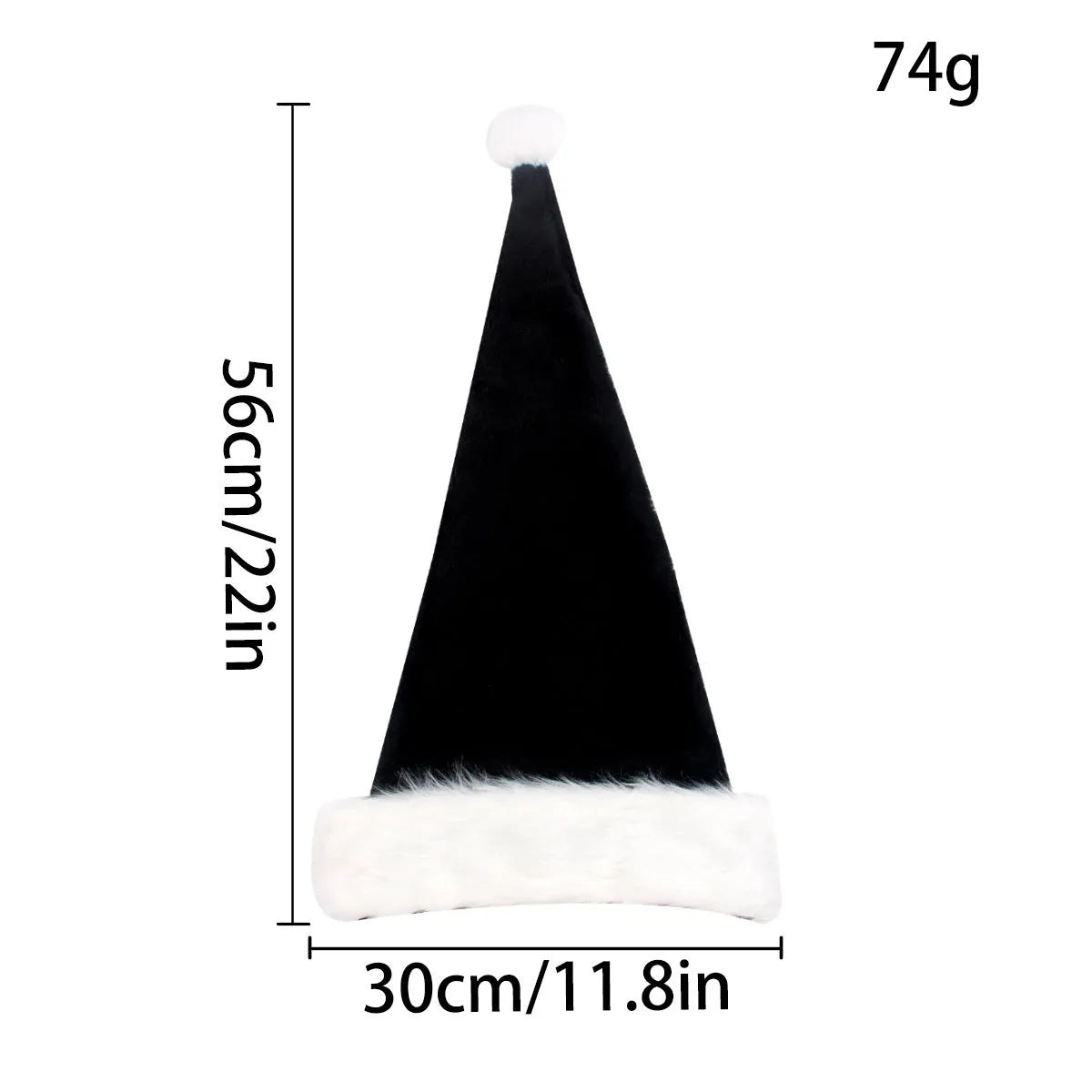 Plus-sized black plush Christmas hat with European classical styling for festive seasonal wear
