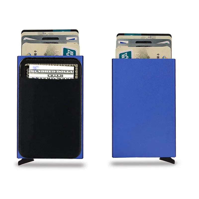 Aluminium alloy metal credit card holder with frosted finish, shown in silver colour.