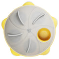 Yellow educational cat puzzle feeder bowl with adjustable difficulty compartments for treat storage