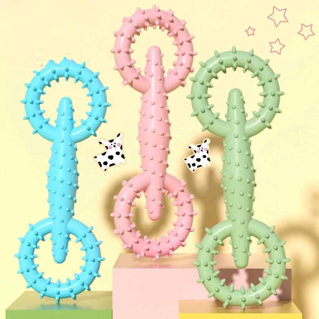 Blue TPR dog chew toy ring for puppy teething relief and safe chewing