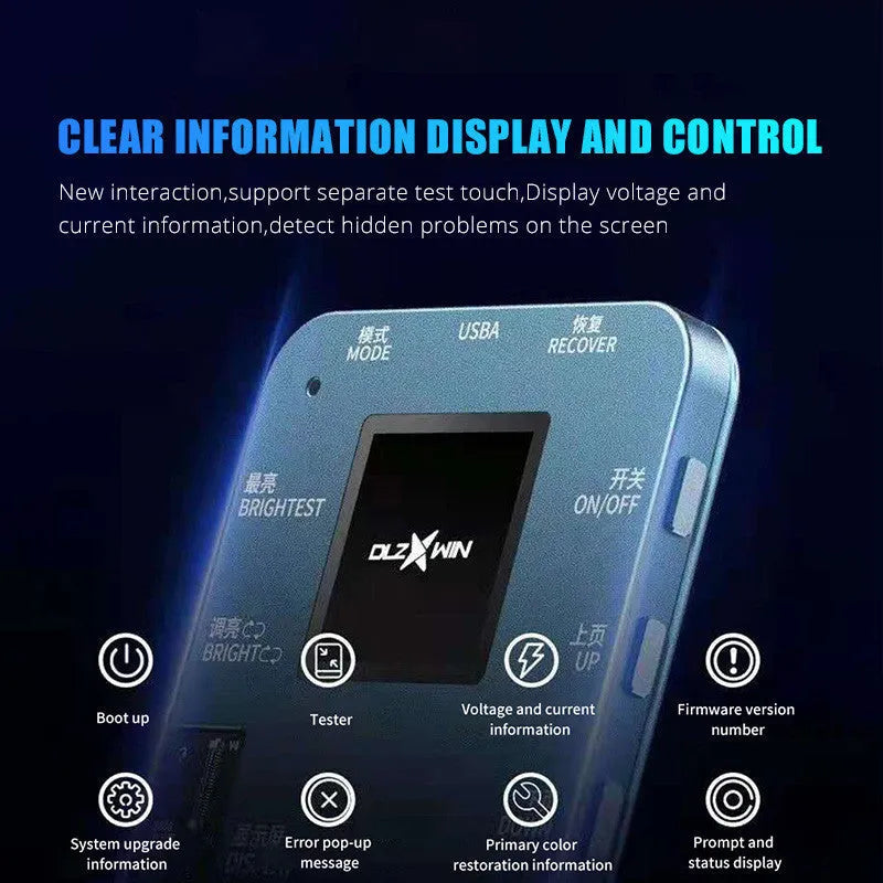 S300 model mobile phone screen tester for Huawei devices on a workshop bench.