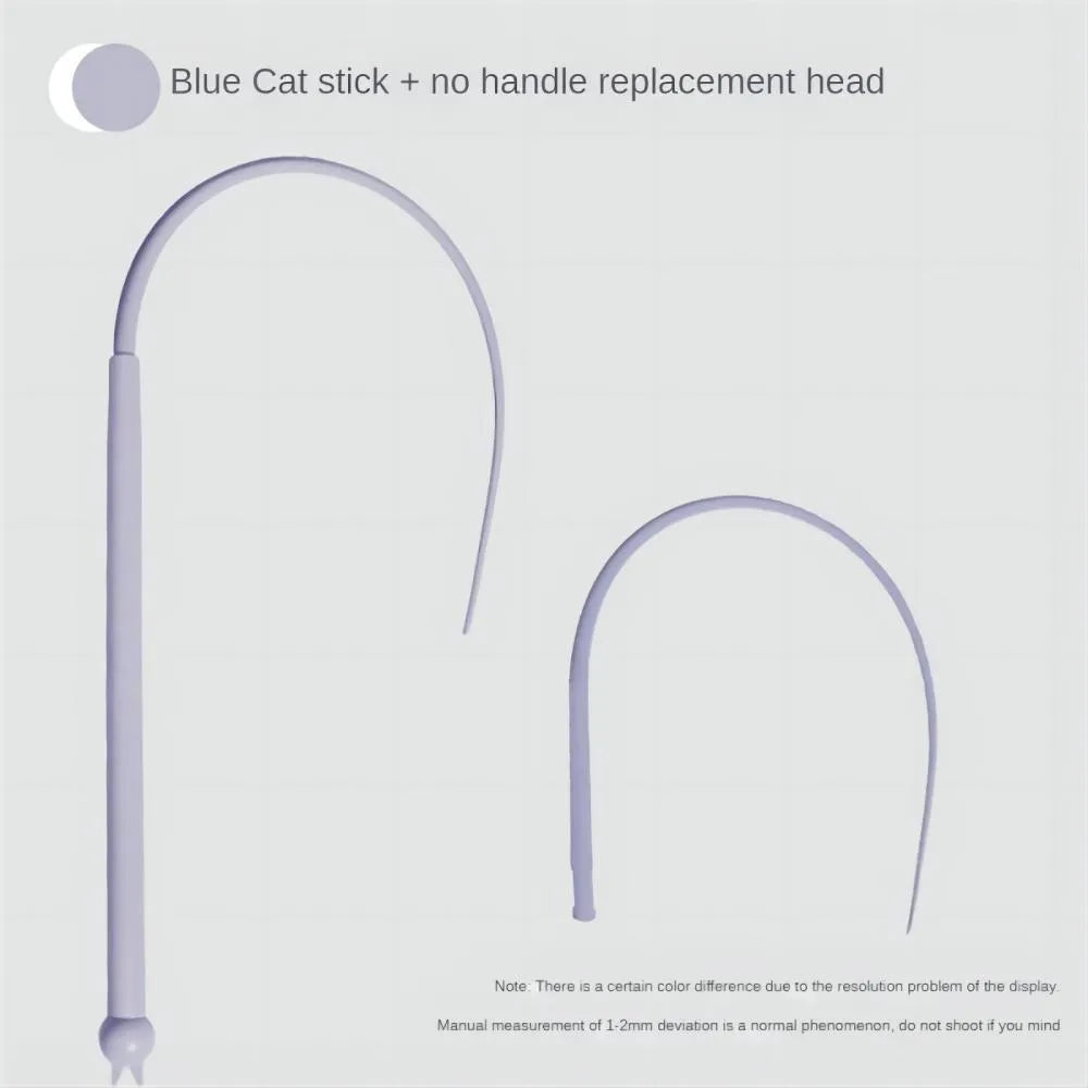 Simulated mouse tail cat toy stick with silicone tail and cat head design